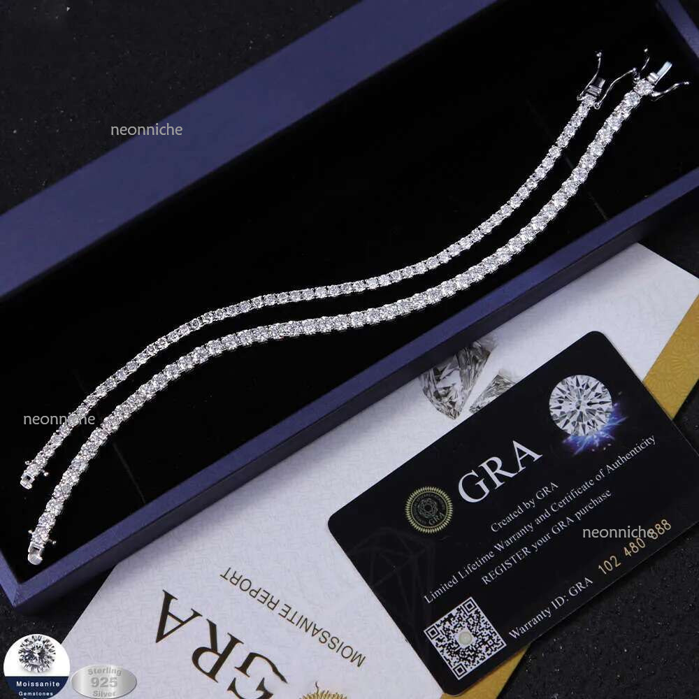 Designer Mosan Dia bracelets cuban k for men women sterg sier vvs iced out moissanite tennis bracelet 4mm Jewelry chain f8
