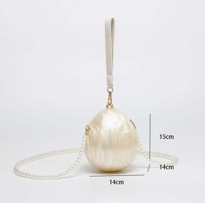 Womens acrylic egg bag cute pearl night clutch bag with pearl strap ed for wallets and handbags at weddings and parties 250402