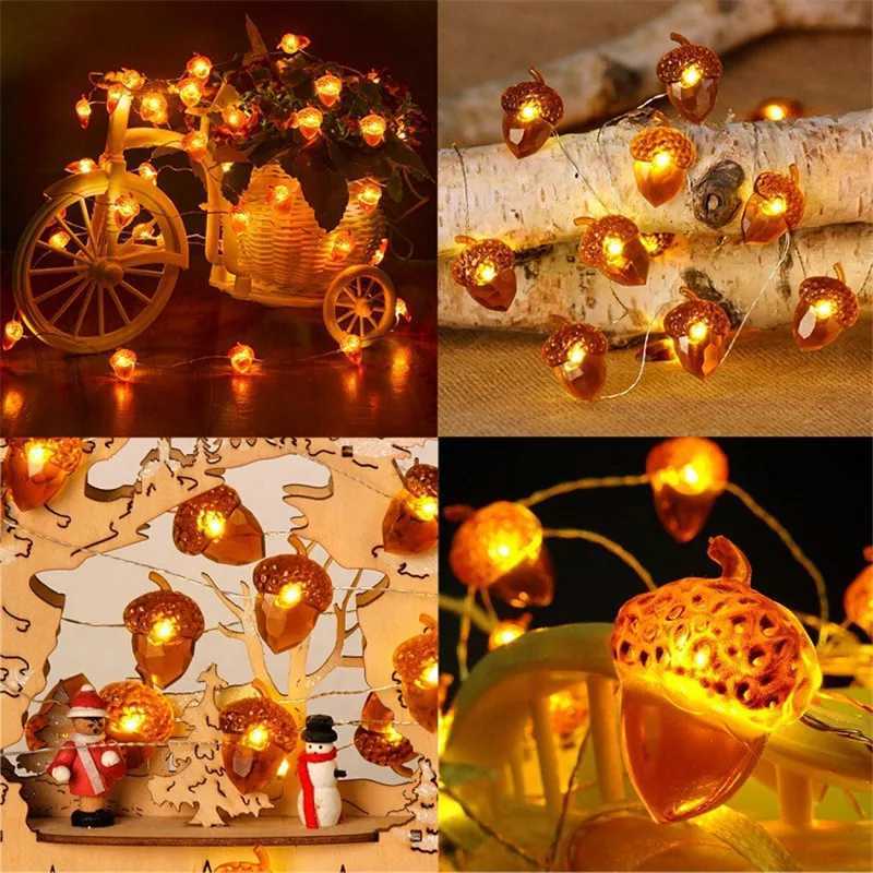 LED String Lights 20 LEDs Acorn Lights Battery Powered Garland Copper Wire Fairy Lights for Thanksgiving Autumn Bedroom Home W251107