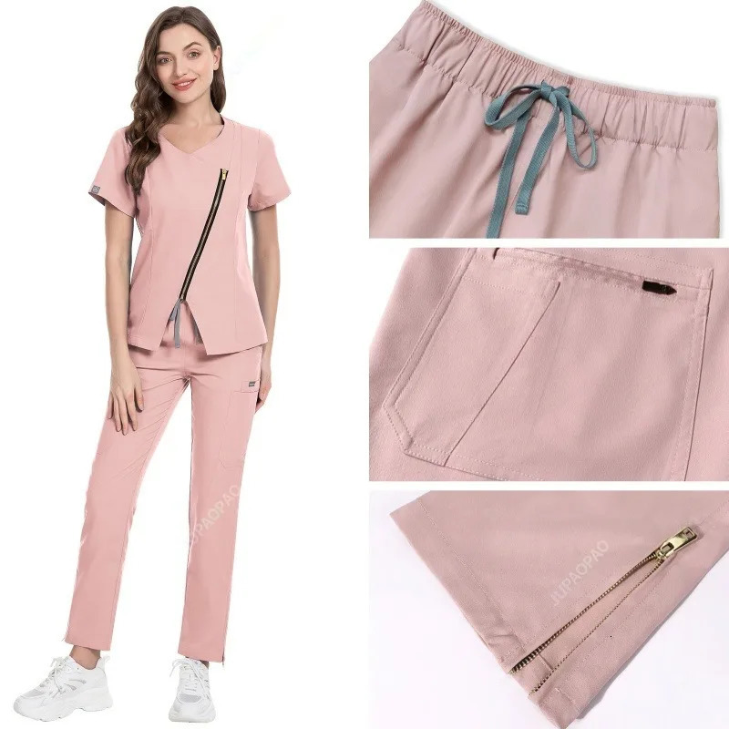 Uniforms Woman Scrub Set Nurse Beauty Salon Workwear Clinical Scrubs Top Pants Spa Doctor Nursing Clinical Suit 250402
