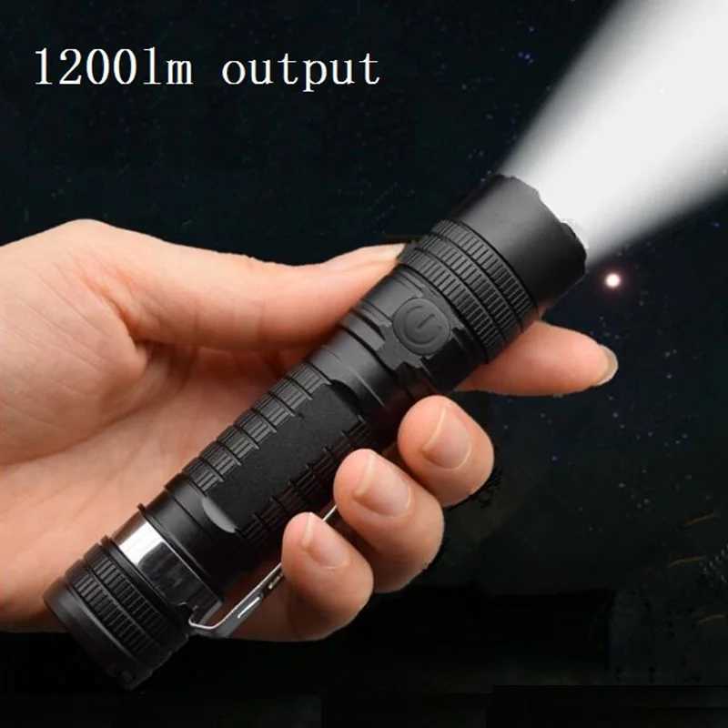 S11 Zoomable USB C Rechargeable 18650 LED Flashlight XPL 1200lm with Power Indicator and Magnet TailW251106