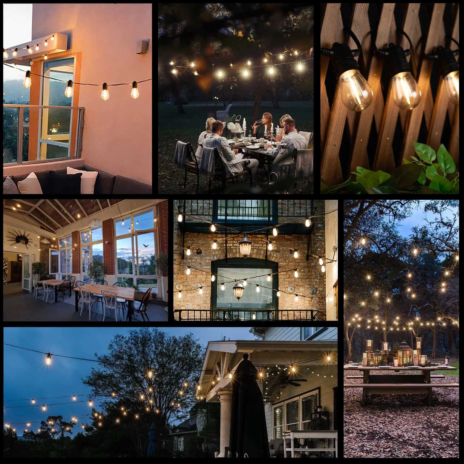 50FT S14 LED Garland String Lights Outdoor Dimmable connectable Shatterproof Fairy Hanging Light For Garden Balcony Decoration W251107