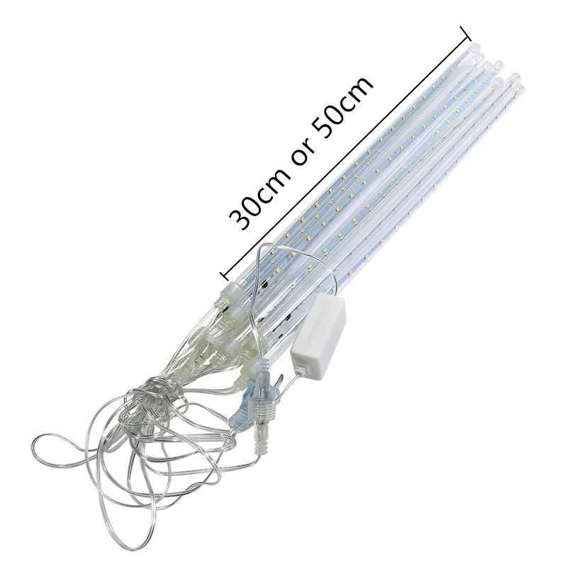 30/50cm 8 Tube Meteor Shower Rain LED String Lights Christmas Tree Decorations Street Garland For Decor Noel New Year Navidad W251107