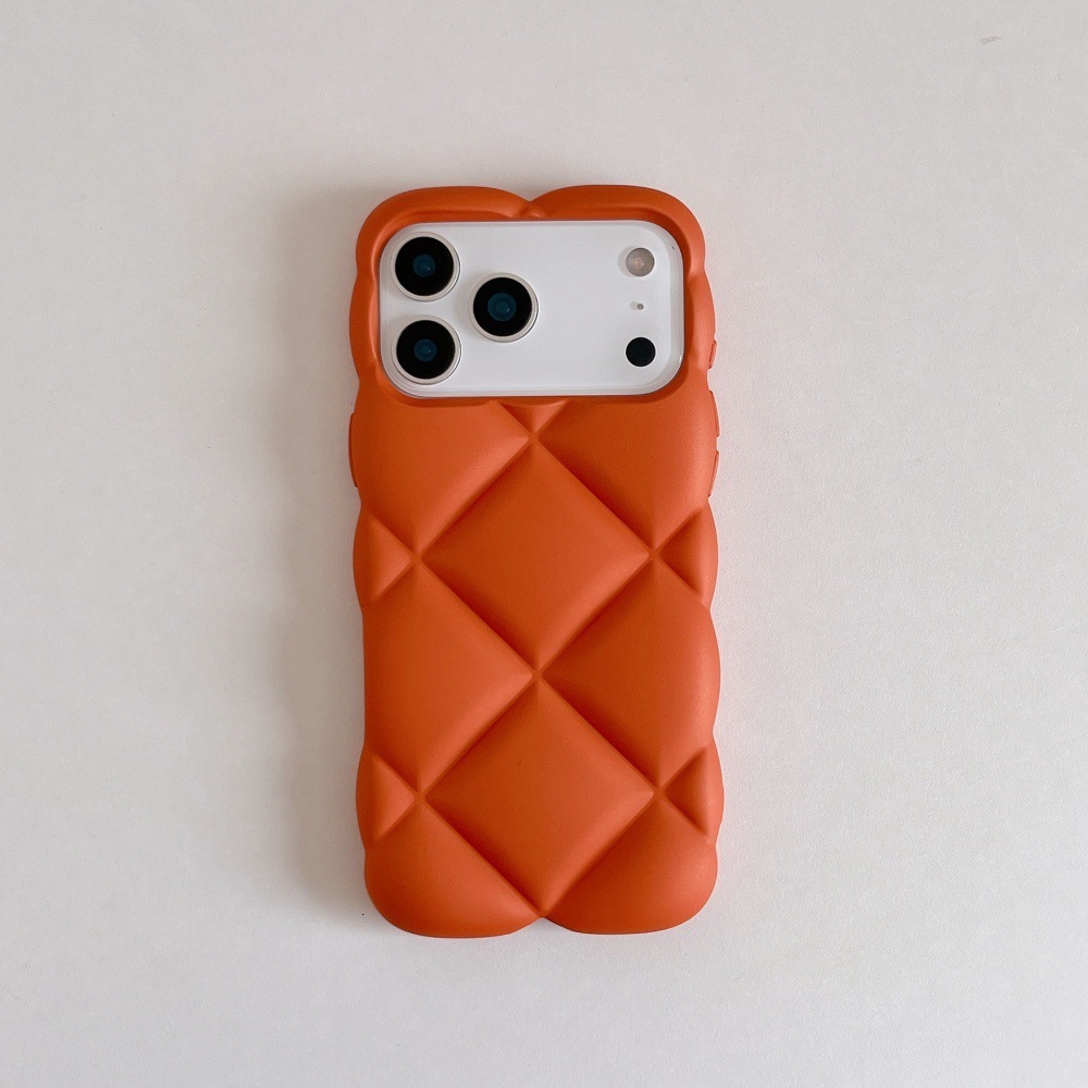 Leather Diamond Pattern Phone Case Compatible with iPhone 17/16 Pro Max Solid Color Protection Same as 15/14 Pro