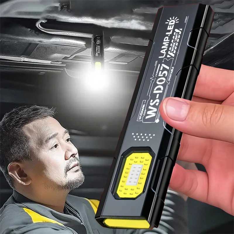 LED Keychain Flashlight Rechargeable EDC Flashlight With COB Mini Torch Light Pocket Lantern Flood Work Light With MagnetW251106