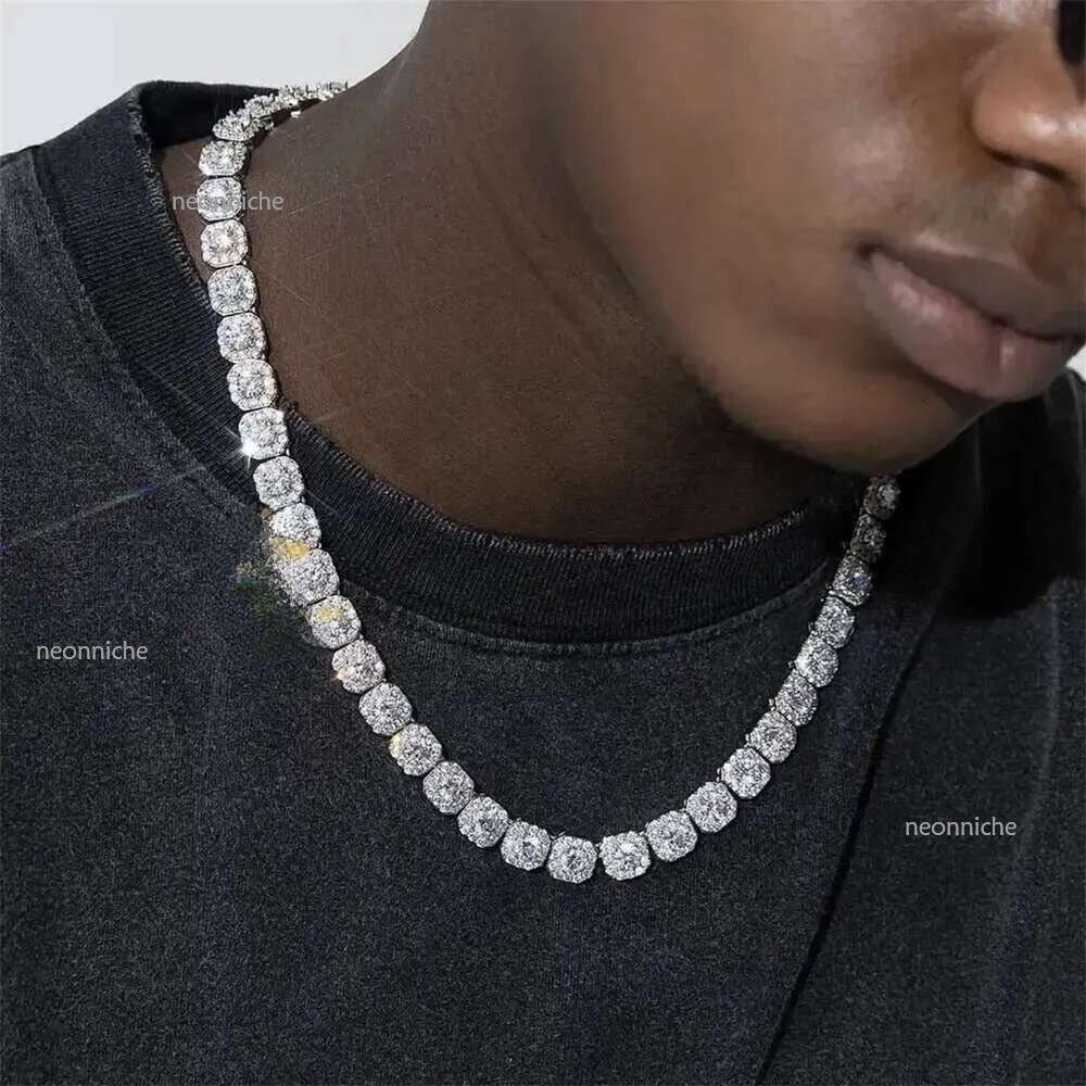Jewelry designer 6mm 10mm Sterg d Color Vvs Moissanite Dia Cluster Tennis Sier Cuban Chain Necklace for Men Women gift DNLAN
