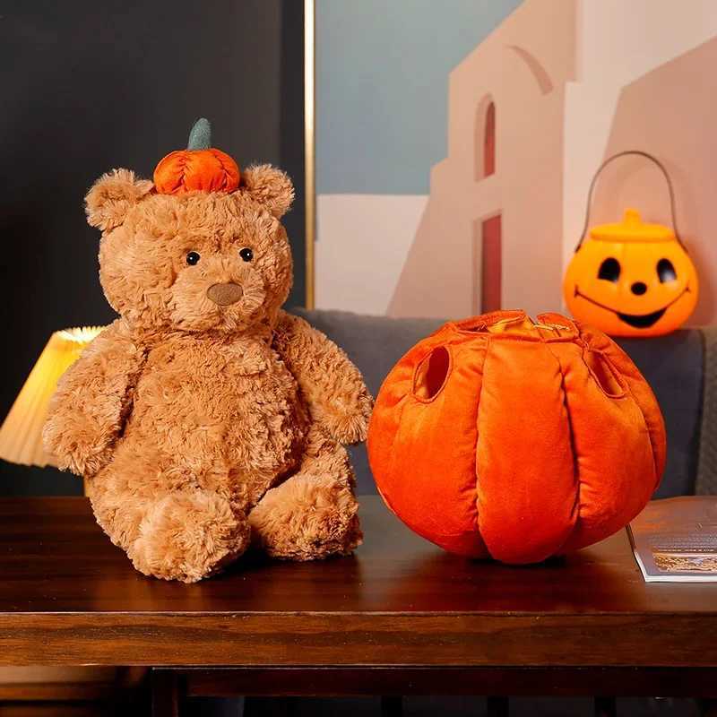 35cm Pumpkin Teddy Bear Doll Plush Toy Stuffed Dressed Halloweens Day Cartoon Animal Plushie Removable Clothes Kids Present C251107