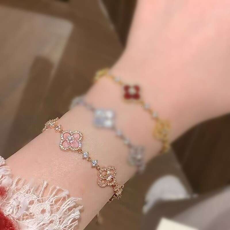 lucky clover bracelet with a golden charm exquisite white appearance light french adjustable handmade designer bracelet for women
