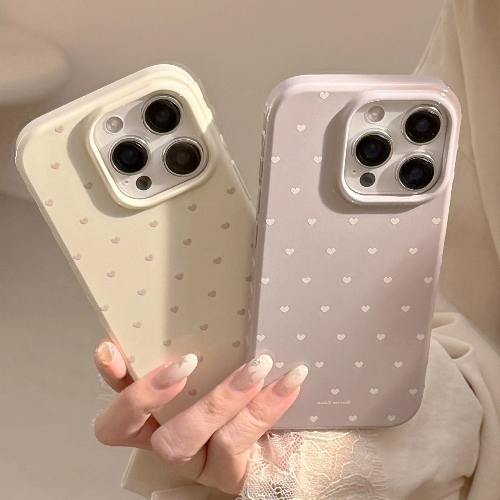 Solid Color Heart Phone Case Compatible with iPhone 17/16 Simple Full Coverage Personalized 15/14 Pro Max