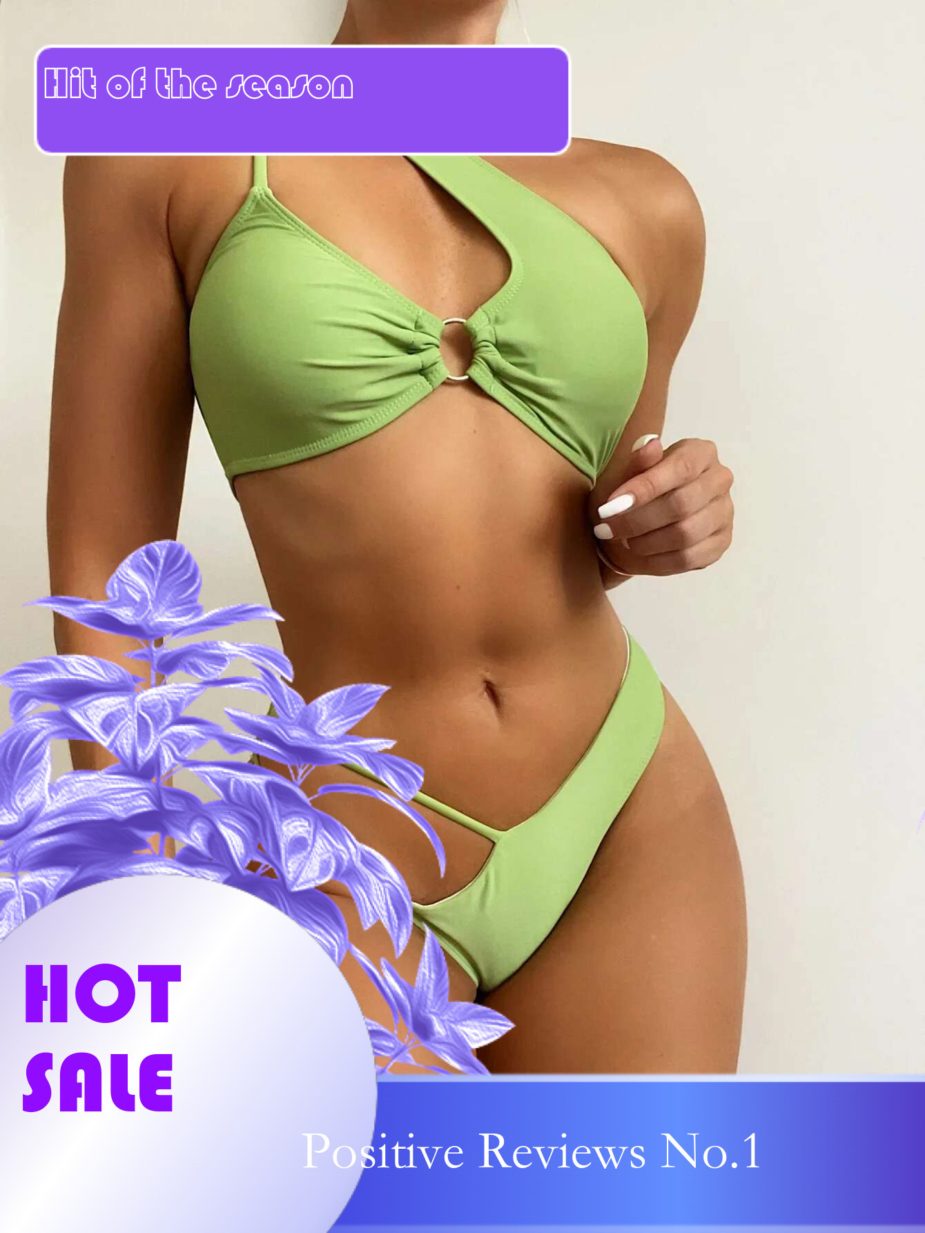 Dongdumaoyi Sexy One Shoulder Bikini Women Black Blue Cut Out Metal Ring Linked Push Up High Waist Swimsuit Bathing Suit Micro Swimwear