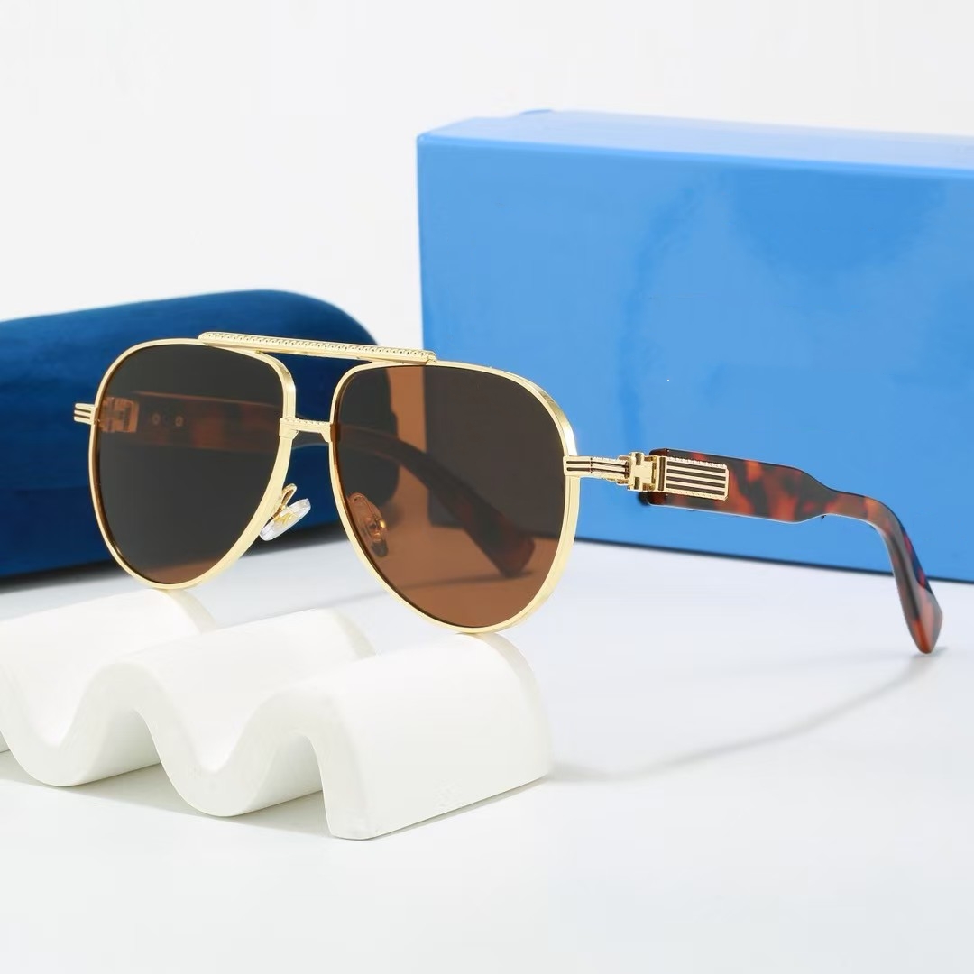 G2026 Sunglasses for Men Women - Oval Pilot Style with Gold Frame and Sun Glass Lenses Eyewear Z260306