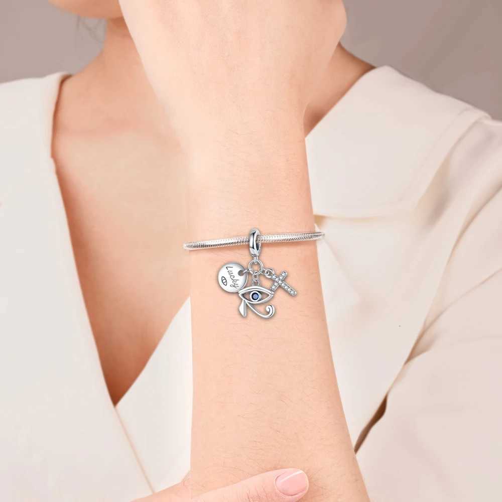 925 Sterling Silver Egyptian Symbol Amulet Pendant Ankh Eye of Horus Charm Fit Original Charms Bracelet Women DIY Jewelry GiftXJ251107