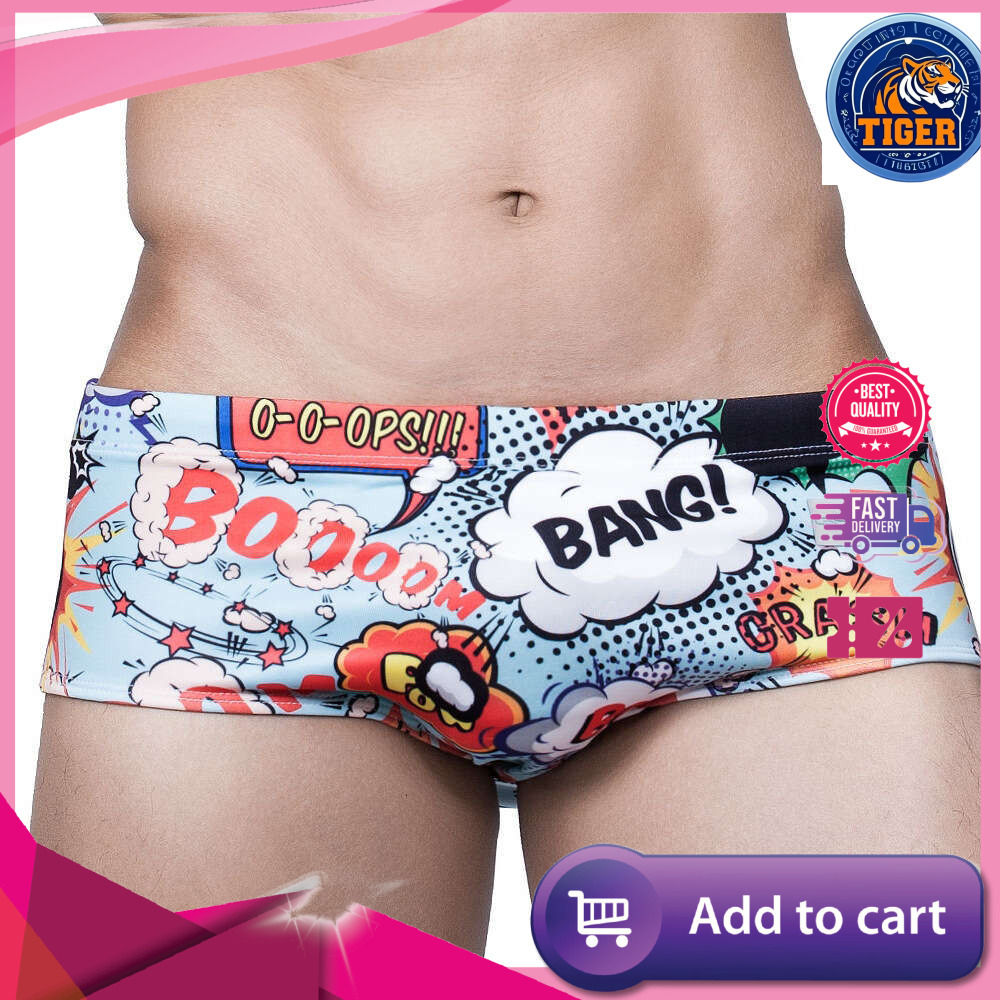 Ddmytiger UXH Men S Print Fashion Explosive Edition Sexy Small Flat Angle Beach Swimming Pants H