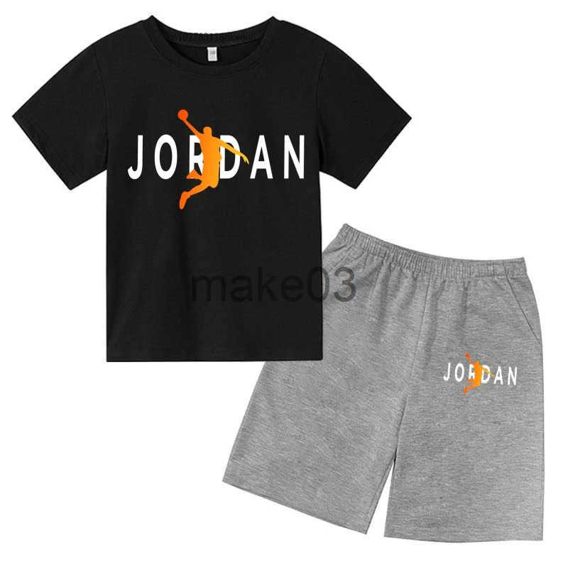 Childrens summer 2-piece breathable casual short sleeved T-shirt+pants for boys and girls aged 3-14 childrens gift clothing set J250403