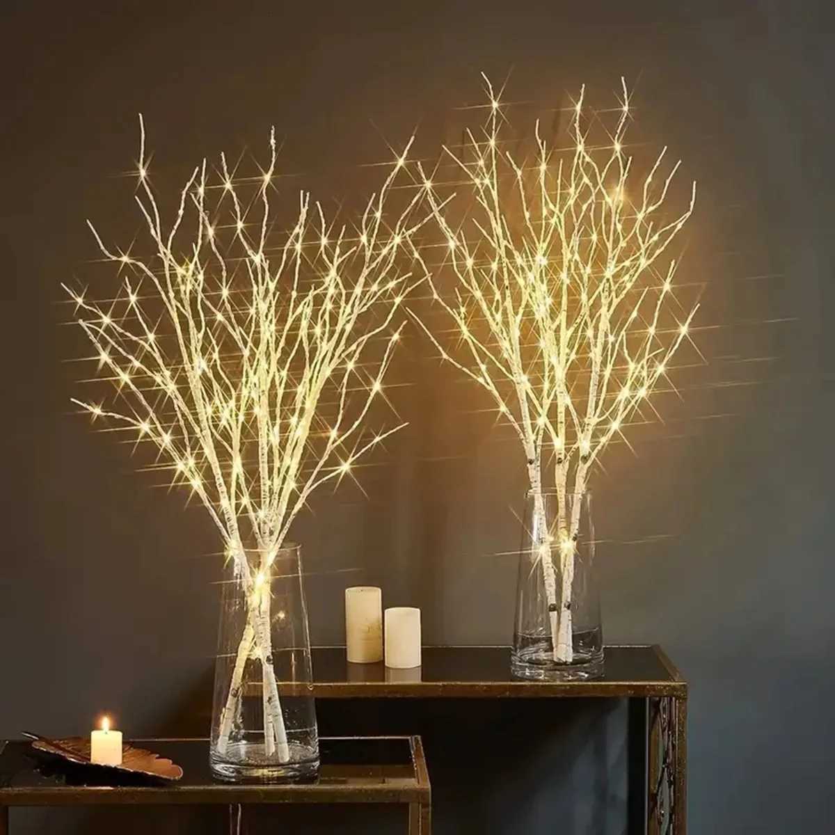 1 PC White Birch Branch Lights Battery Operated 20 LED Fairy Lights Willow Branches for Home Bedroom Inside Outdoor Decoration W251107