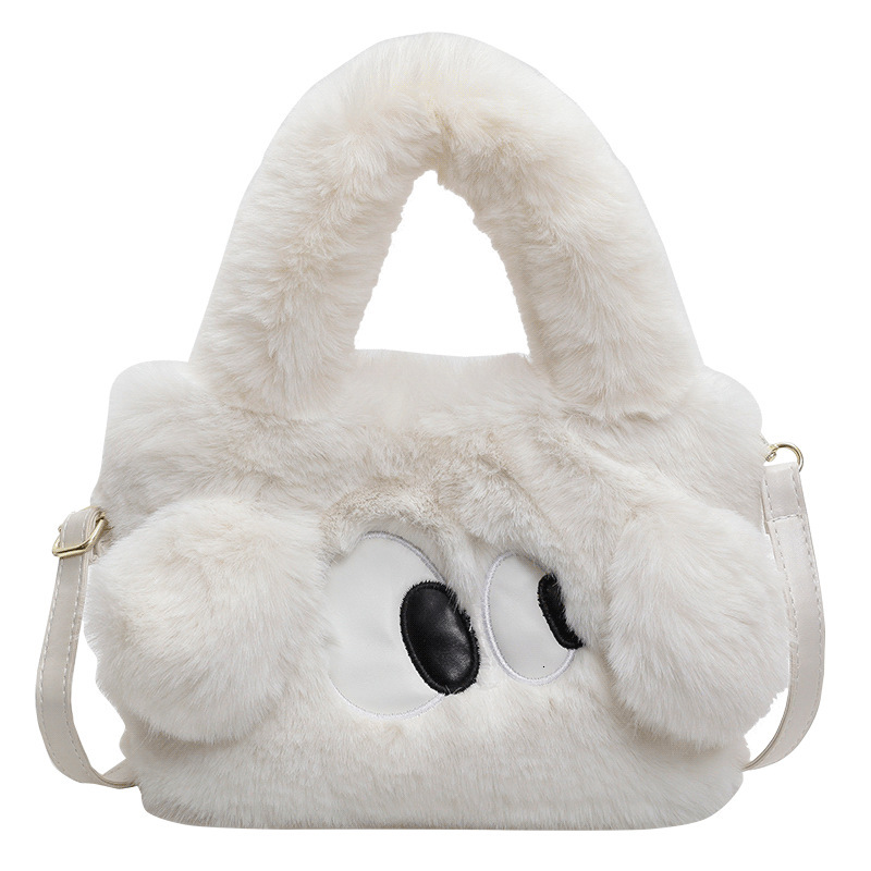 2025S Designer Women S Bag Women S Autumn Winter New Hairy Handheld Cartoon Cute Big Eyes Puppy Versatile Plush Crossbody Bag