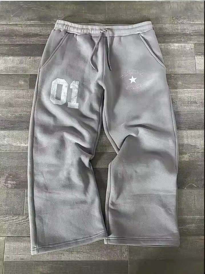 fashionable letter printed long with elastic waistband loose fit mens and womens trendy brand sanitary pants gift for man