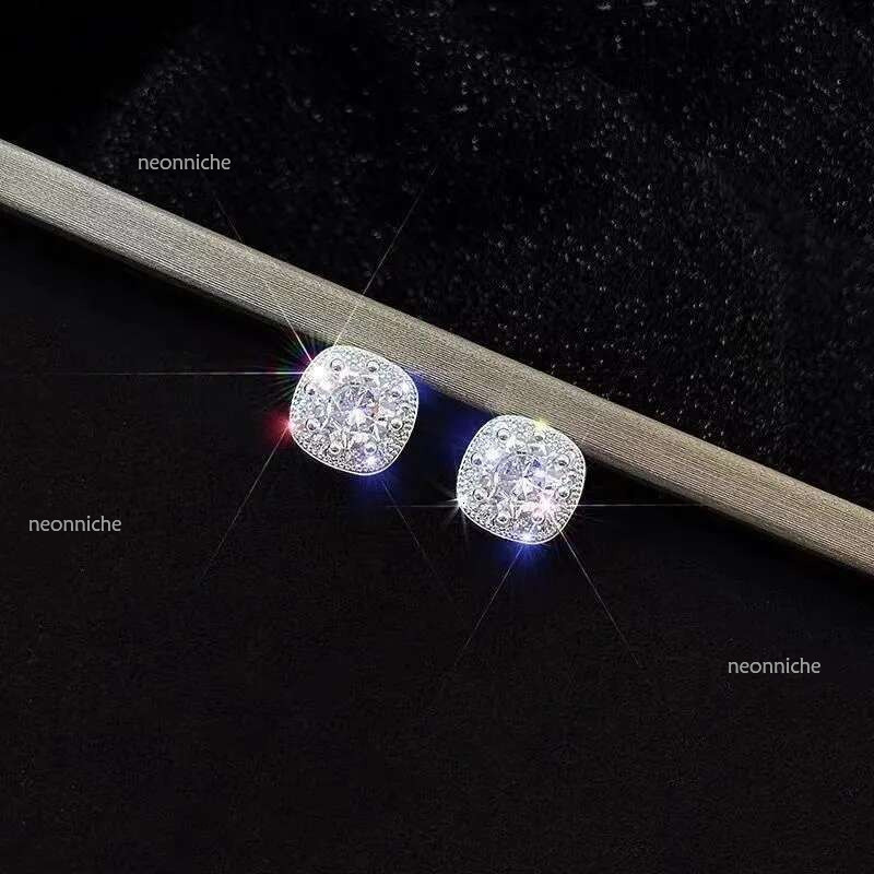 Classic earring desinger jewelry for men S sier six claw inlaid dia hip-hop trend moissanite stone earrings studs Rock Rapper women gift V8