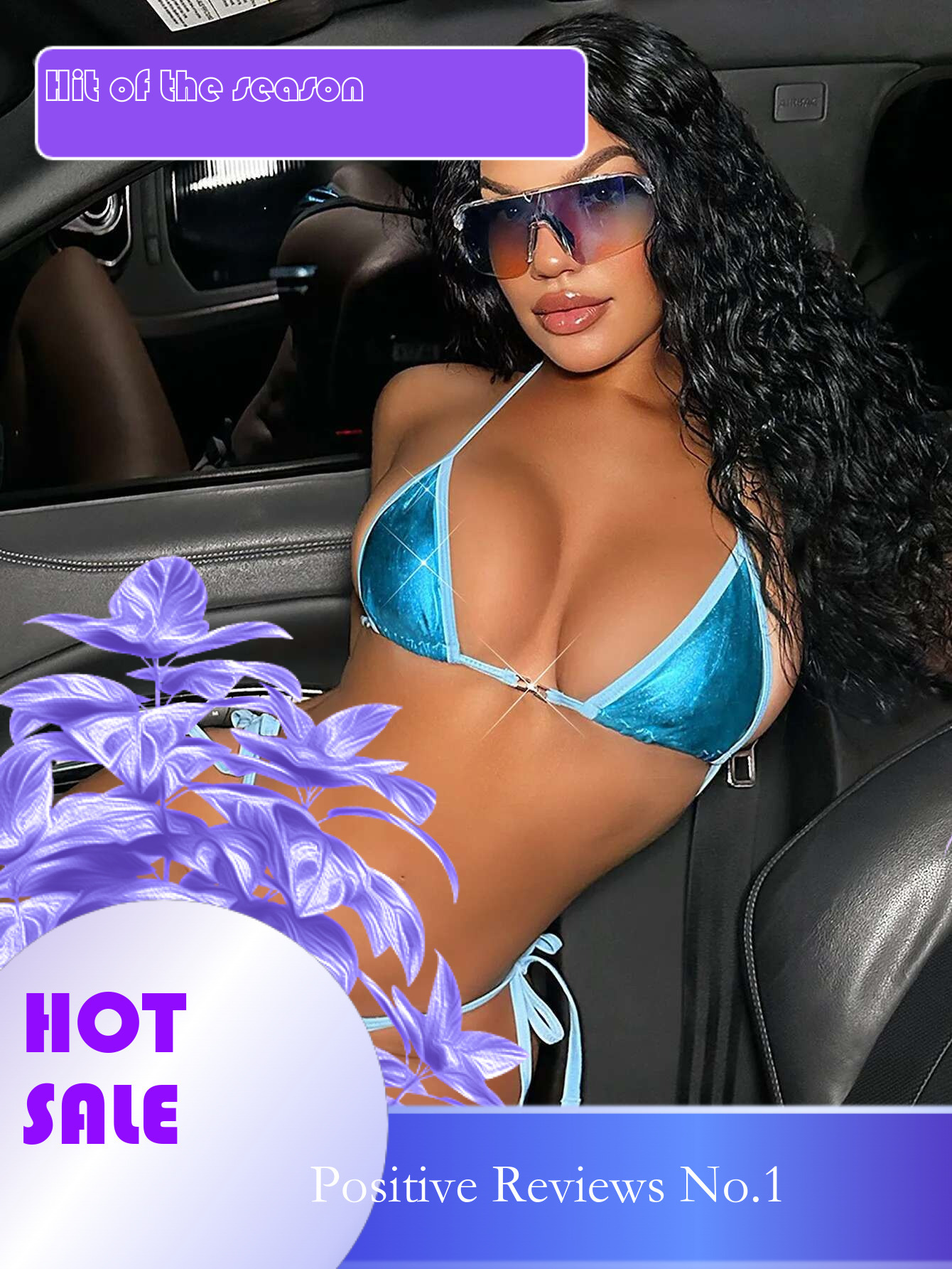 Dongdumaoyi Sky Blue Piece Mini Bikini For Women New Glossy Fabric Triangle Cup Suspender Backless Swimsuit Summer Bathing Suit