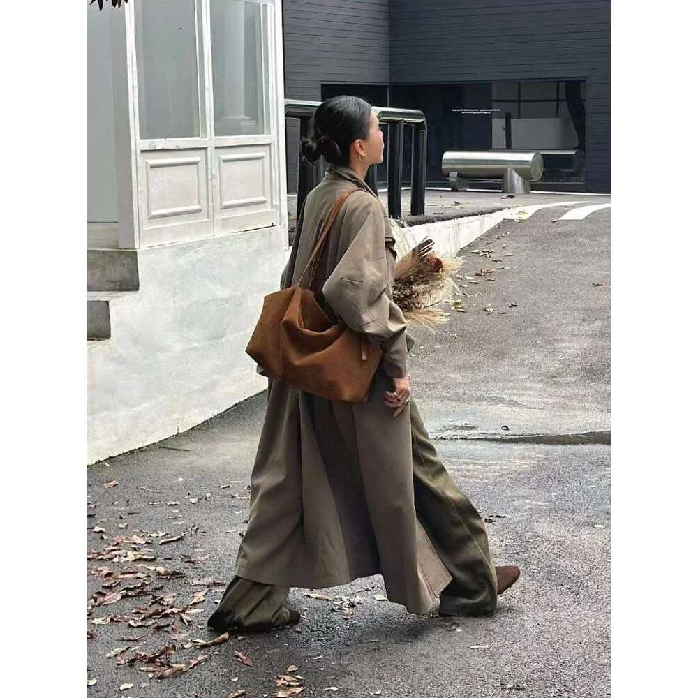 European American Style 100% Natural Suede Cow Leather Tote Huge And Lazy Commuting Nubuck Winter Handbag Camel