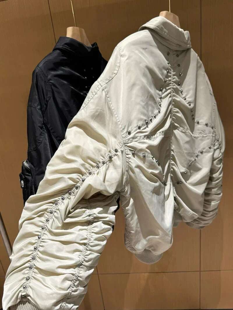 Winter Thug Club Star Moon Back Rivet Metal Zipper Bomber Flight Jackets Multi Pockets Men Women Thick Cotton Casual Jacket