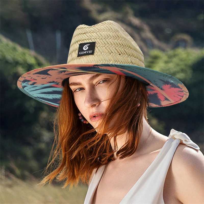 2024 1PC/2PCS New Women Lifeguard Hat Straw Summer Beach Sun Hat Outdoor Bohemia Lady Fashion Fedora Panama Hat Z250407