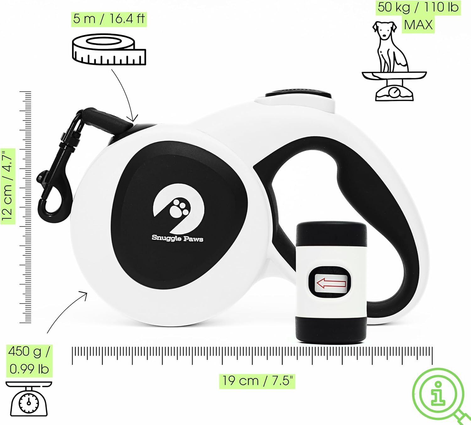 16ft retractable dog leash with led light chewresistant steel cable reflective strips tanglefree design heavy duty extendable leash for small to mediu