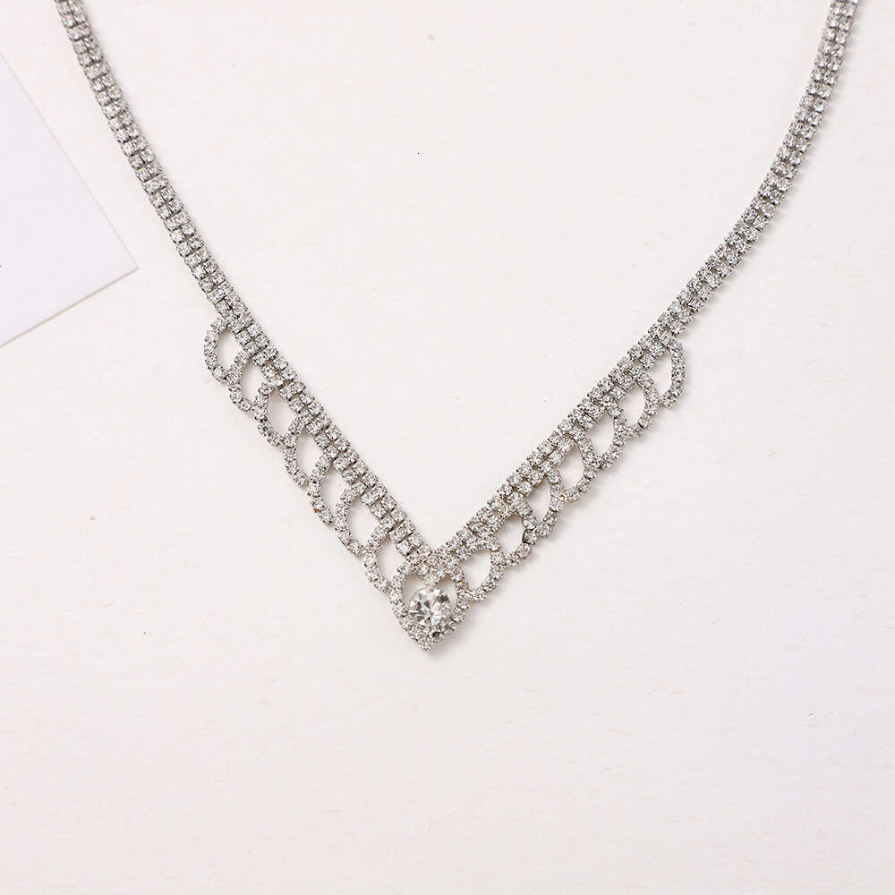 Popular personality sier lace necklace urious temperament dinner party women's collarbone chain