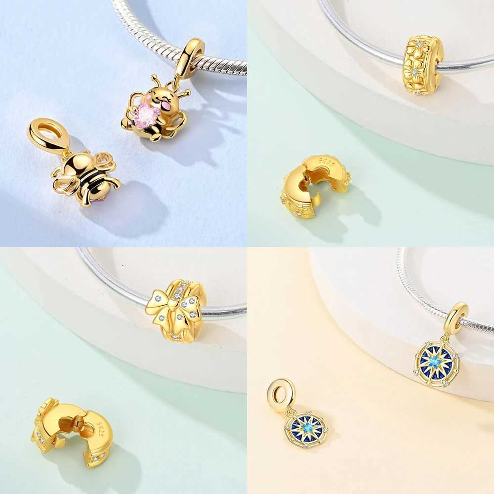 Original Certified Gold Firefly Animal Cactus Plant Heart Charm Beads 925 Silver Fit Bracelet Jewelry Making Diy Birthday GiftXJ251107