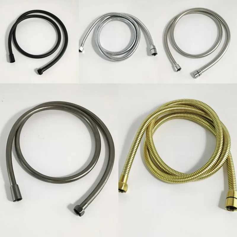 Shower Hose Bathro Fitting Stainless Steel PVC Soft Bath Tube Accessory 15 Meter Water Pipe Shower Connector Chre Gold Y251107