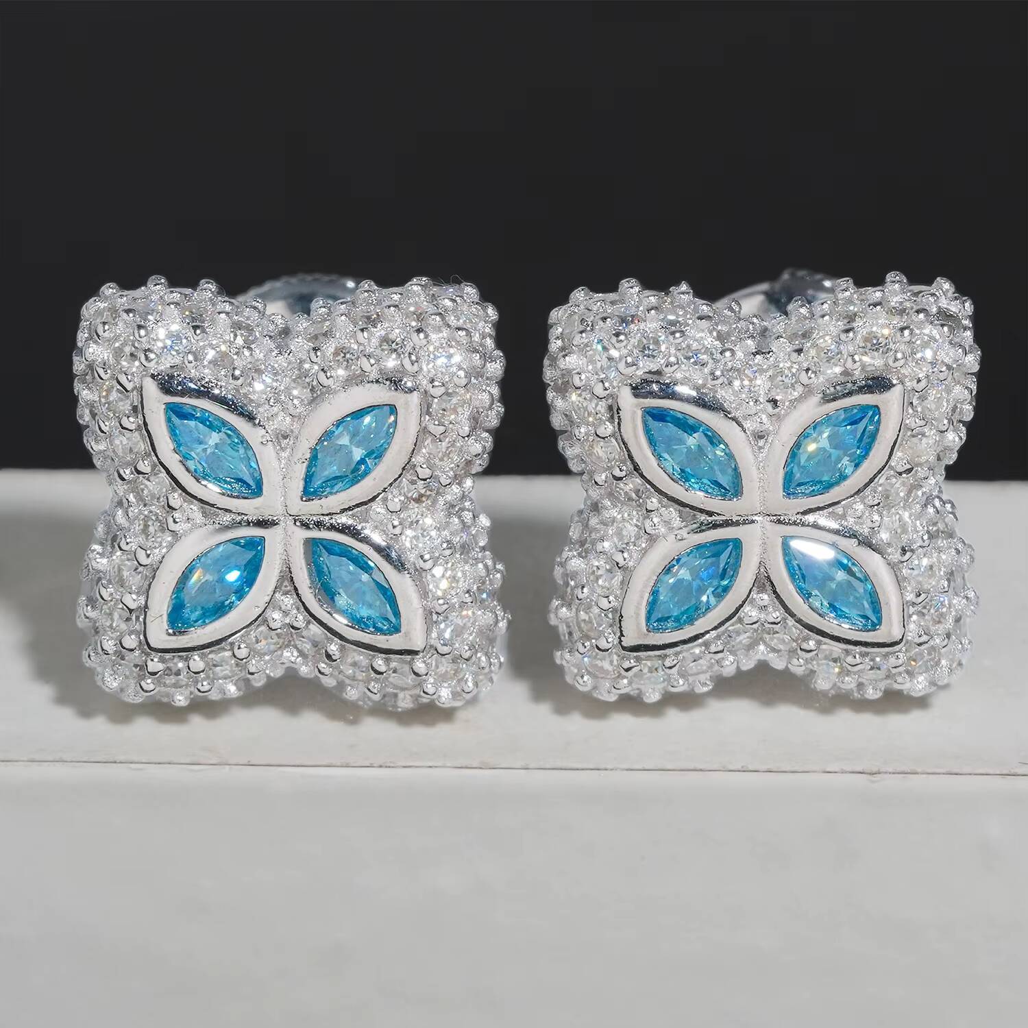 15MM Width Sterling Silver 925 Pass Tester Lab Diamond Iced Out VVS Moissanite Hip Hop Fine Jewelry Stud Earrings