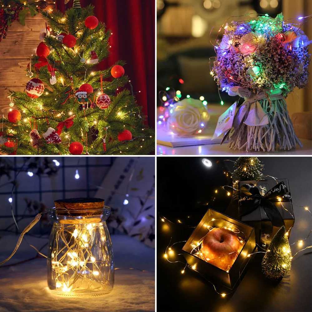 2M 5M 10M LED String lights Silver Wire Christmas Garlands Festoon led Fairy Light Christmas Decorations for Home Room Tree W251107