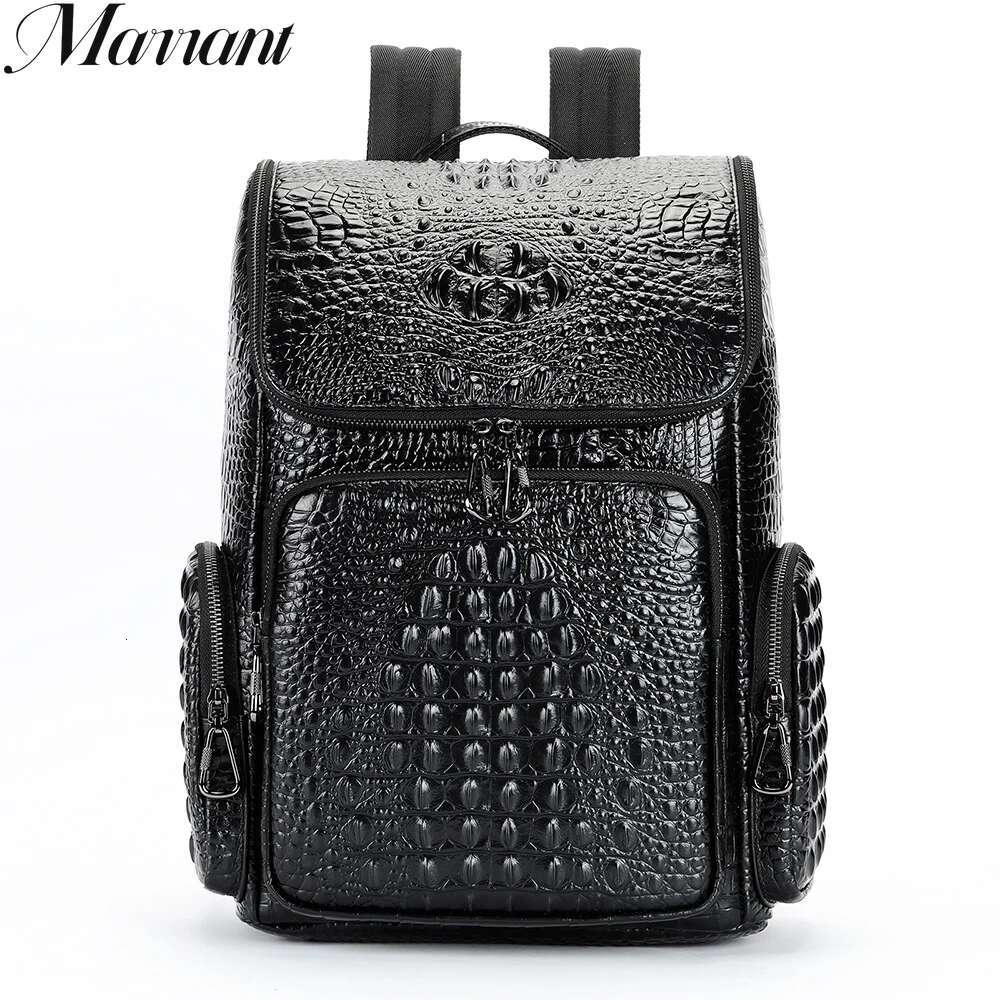 Marrant Men's Genuine Leather Backpack Men Laptop Student School For Books Crocodile Pattern Designer Bag