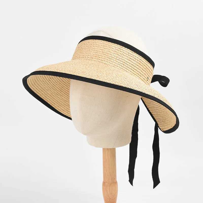 USPOP Hat Women Summer New Designer Edged Straw Sun Hat Foldable Raffia Large Brim Hollow Top Beach Hat Z250407