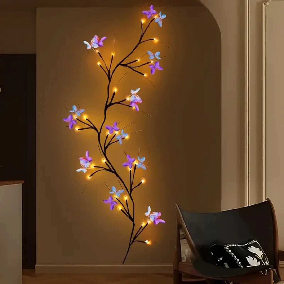 1pc 30LED Enchanted Willow Vine Light With Butterfly USB Powered 8 Lighting Modes Indoor Outdoor Waterproof Vine Lights Suitable W251107