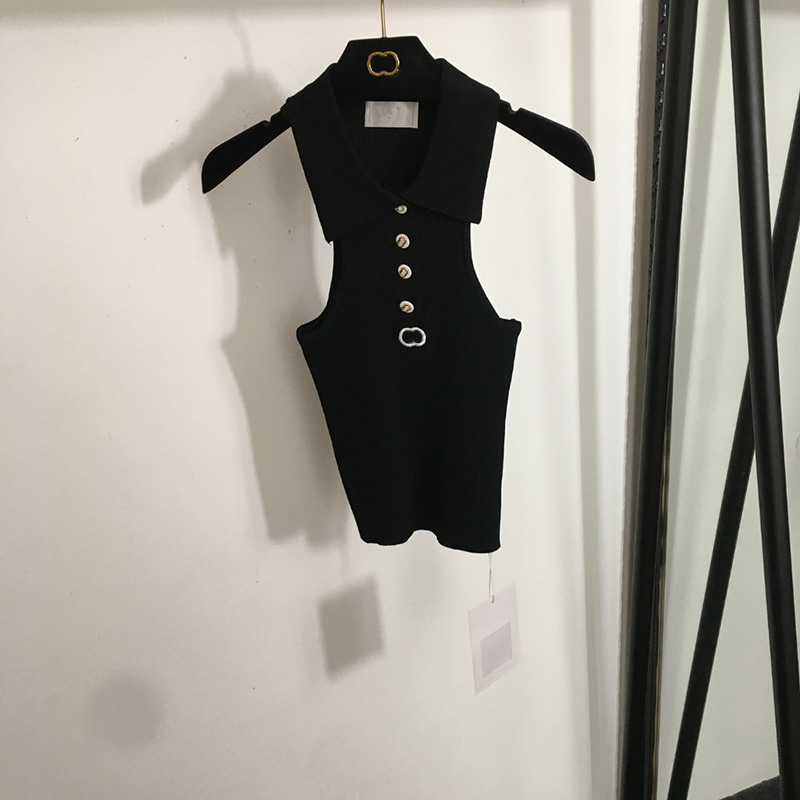 Designer Polo Neck Halter Tank Top Women Summer Cropped Slim Fit Top Ins Spice Girl Vest