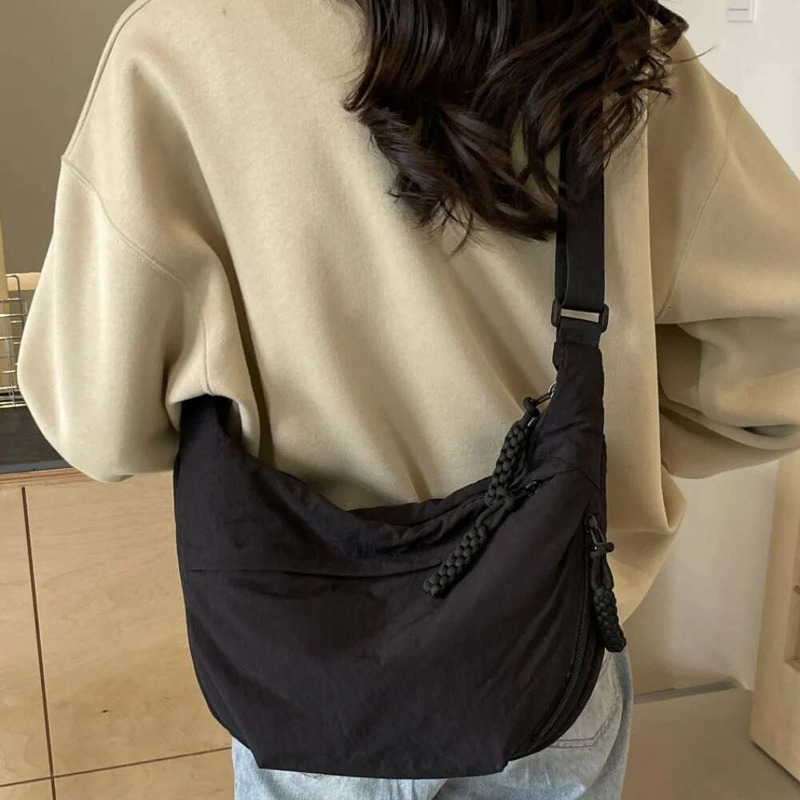 New Canvas Crossbody Bags Large Capacity Korean Simplified Shoulder Lightweight Solid Color Dumpg Bag Travel