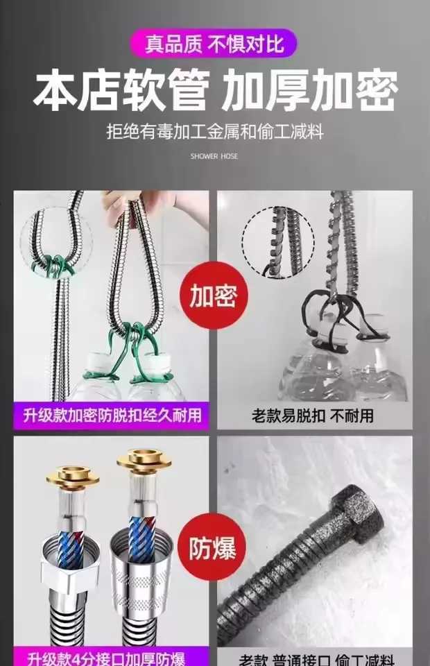 15/2/ Stainless Steel Braided Inner Pipe ible Shower Hose High Pressure Explosion-proof Bathro Extension Shower Tube Y251107