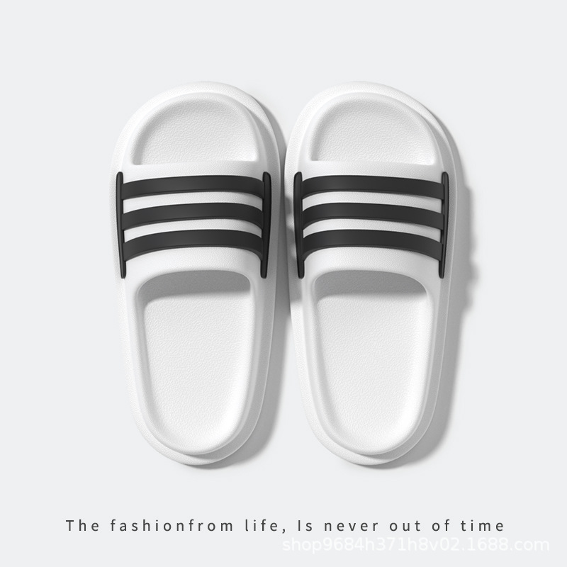 Classic striped slippers unisex 2025 summer new couples home casual flip-flops wear soft soled men's and women's slippers black and white