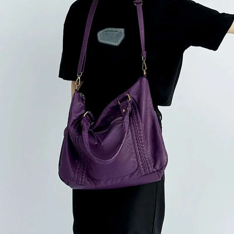 Women's Fashion Y2k Hot Girl Motorcycle Bag Large Capacity Washed Distressed Shoulder Crossbody Handbag