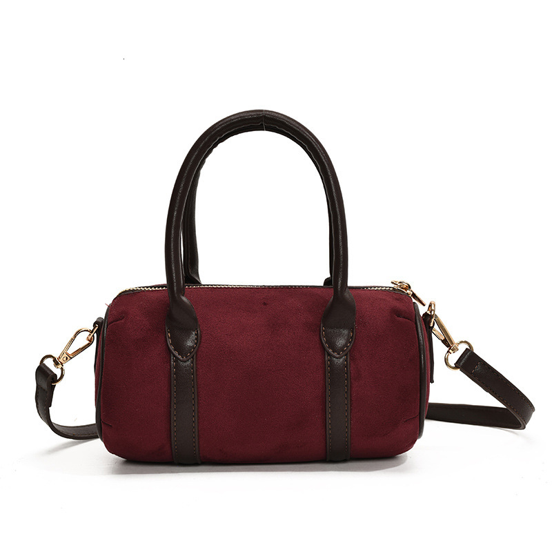 2025S Designer Women S Bag Matte New Cowhide Women S Boston Casual Hand Held Cylindrical Shoulder Style Crossbody Bag
