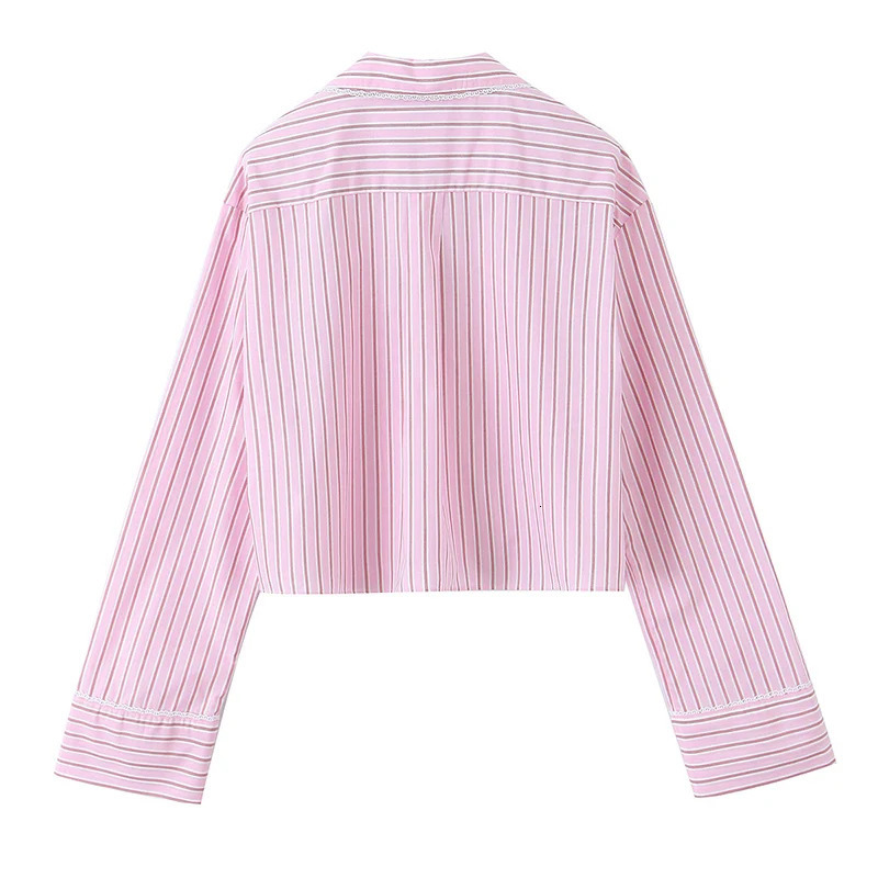 Willshela Womens Fashion 3Piece Pink Striped Shirt and Retro Trousers with Belt Thin Top Femle Chic Pants Set 250407