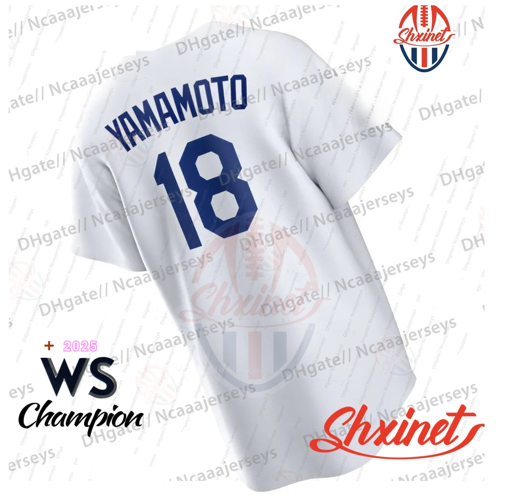 Custom 2025 World Series Champion Baseball Jerseys Yoshinobu Yamamoto Shohei Ohtani Mookie Betts Roki Sasaki Tommy Edman Freddie Freeman Smith Edman