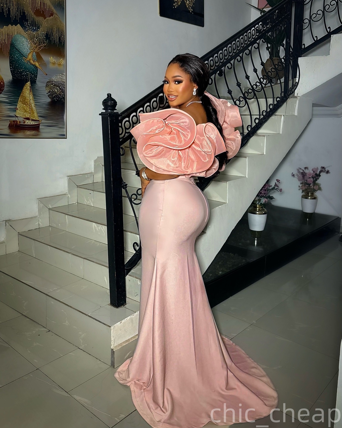 Aso Ebi Pink Mermaid Prom Dresses 2026 Beaded Spaghetti Satin Evening Formal Party Second Birthday Engagement Gowns Plus Size Dress For Special Occasi