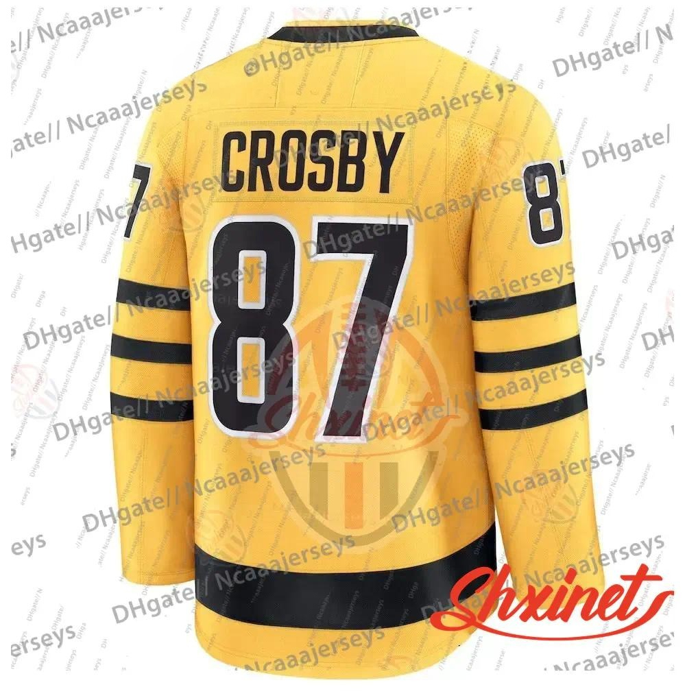 Personalized Custom Sidney Crosby 2025 Third Gold Jerseys Erik Karlsson Kevin Hayes Kris Letang Tristan Jarry Evgeni Malkin LEMIEUX Rakell Justin Braz