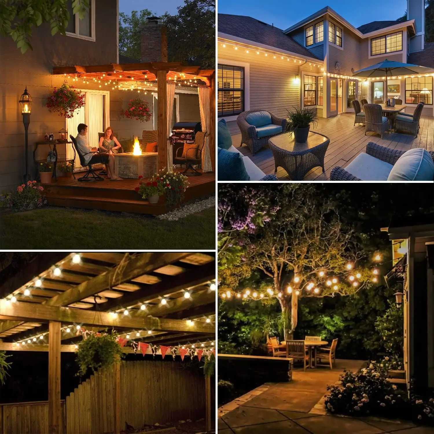 100ft Outdoor String Lights Waterproof ST38 Globe Led Patio Lights with 24 Edison Vintage Bulbs Connectable Outdoor Lights for W251107
