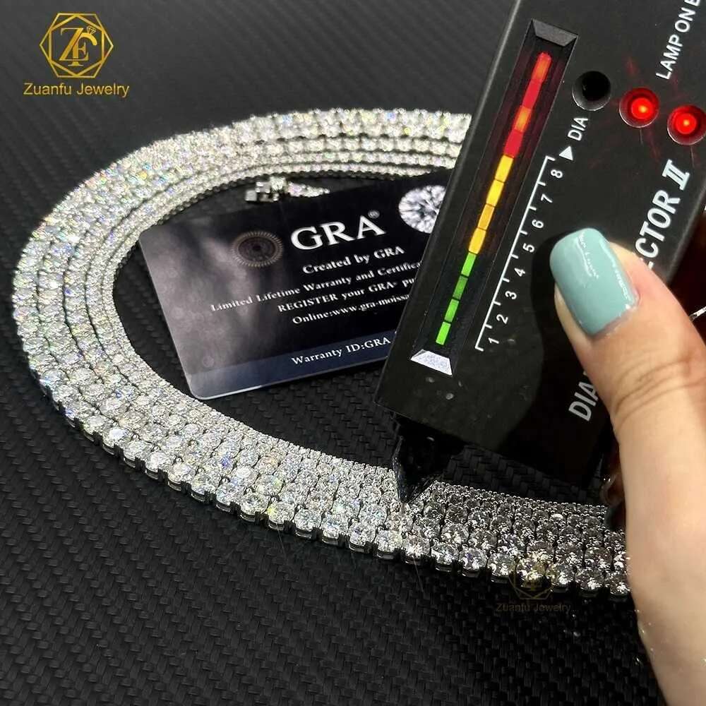 Wholesale Price HipHop Jewelry 2mm 3mm 4mm 5mm 6.5mm Sterg Sier D-VVS Dia Moissanite Tennis Chain Necklace