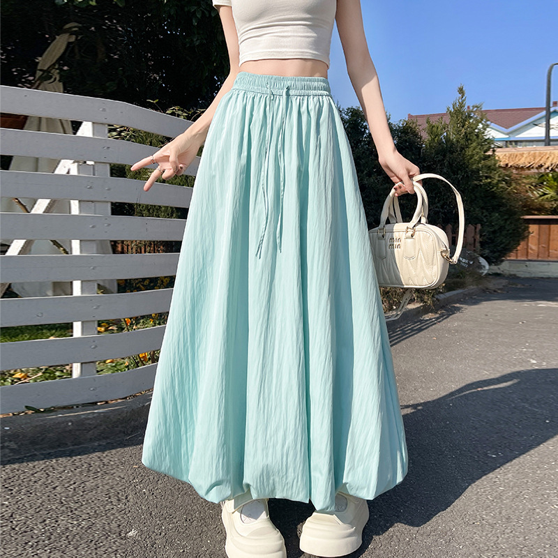 L8100 High quality sweet spring and summer fluffy flower bud skirt high waist slim design workwear skirt versatile A-line lantern skirt