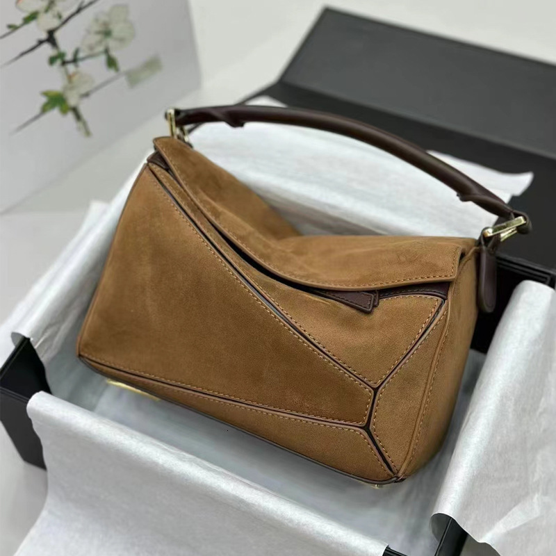 Designer Pack High quality pillow 2024 new large capacity splicing frosted cowhide hand-held crossbody commuting geometry bag