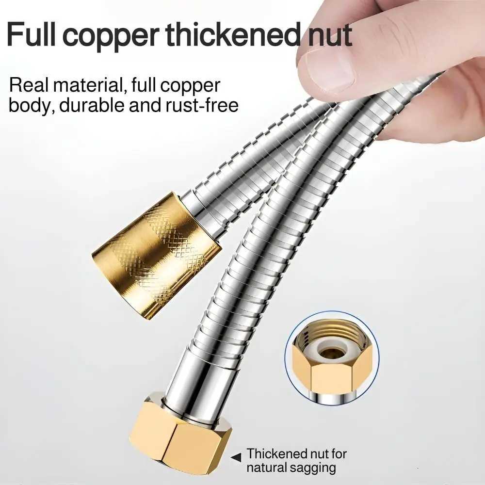 Stainless Steel Shower Hose Reinforced Explosion-proof Handheld Shower Hose Brass Nut 15/2m Replacement Hose He Hotel Y251107